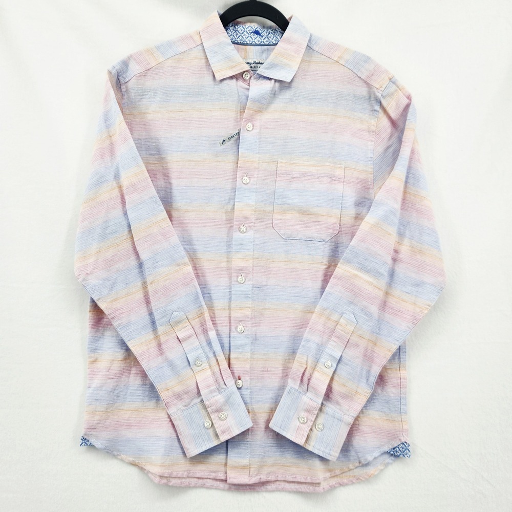 Tommy Bahama Barbados Breeze Stretch Shirt Mens Small Sunrise Ombre ST326990